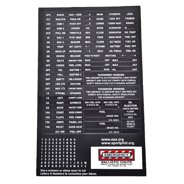 Decal Sheet Amateur Built/Elsa