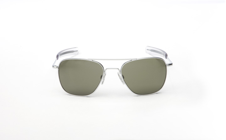 Randolph Aviator Sunglasses - 52MM Matte Chrome Bayonet Temple Grey Ar Lens