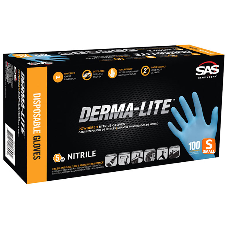 Sas 6609 Derma Lite Powdered Nitrile 5 Mil Xl