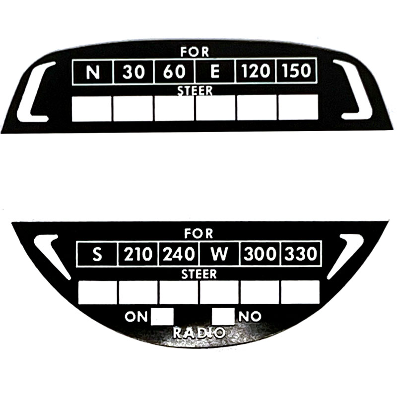 Cessna Compass Placard 0400213-6 Set