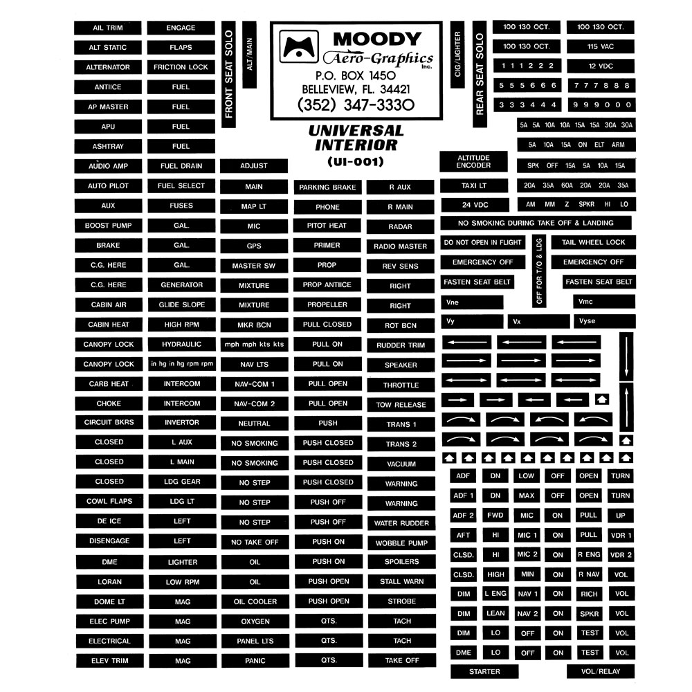 Universal Interior Placard Kit