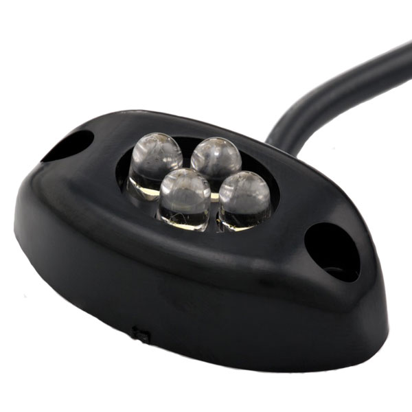 Pilot LED Dome Blk Base 12Vwht