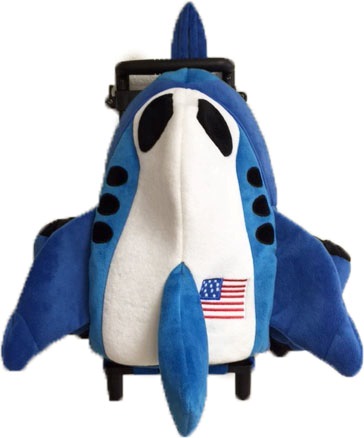 Blue And White Airplane Trolley Backpack