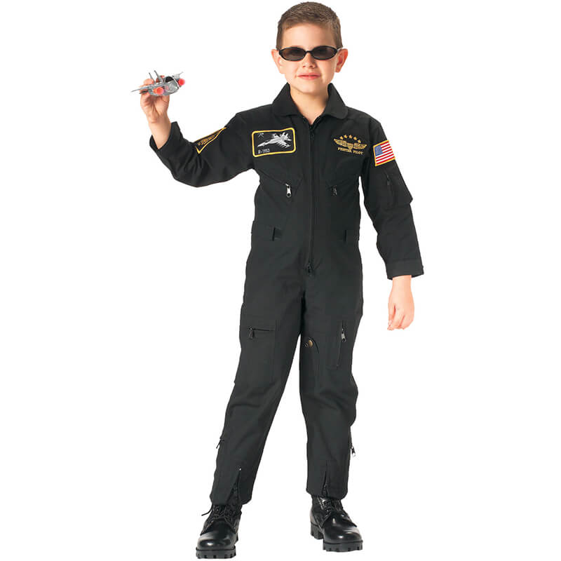 Jr. G.I. Kids Black Top Gun Flight Suit - X-Large
