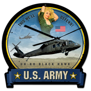 Army Blackhawk Metal Sign 16X15