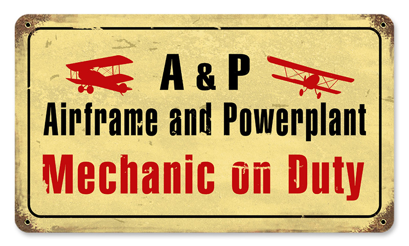 Airframe Mechanic Metal Sign 14X8