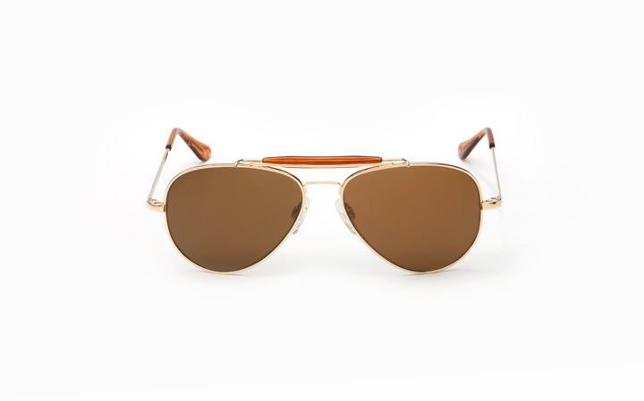 Randolph Sportsman Sunglasses - 57MM Gold 23K Skull Temple Tan Polarized Ar Lens