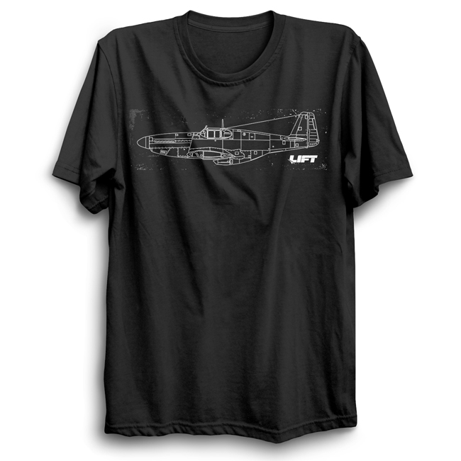 AV-TMUST-BK-XL LIFT AVIATION T-SHIRT MUSTANG