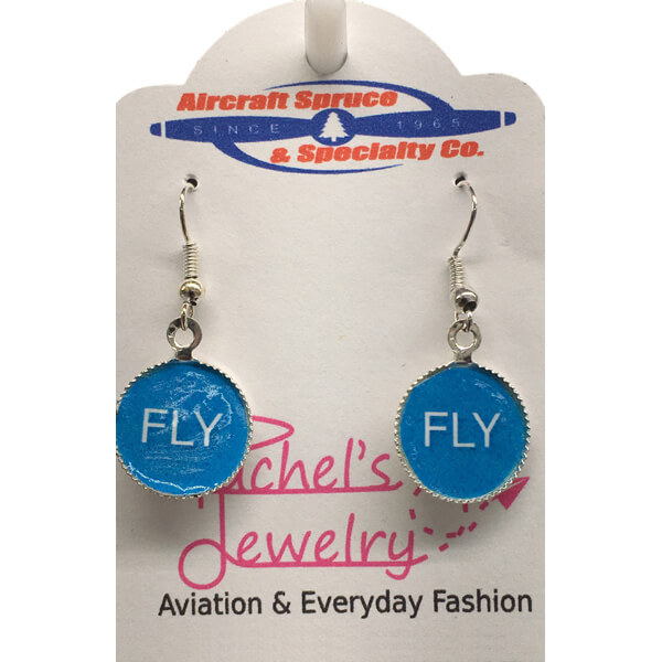 "FLY" BLUE ROUND CHARM EARRINGS