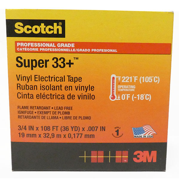 3M Super 33 Black Vinyl Electrical Tape 3X4X36YdX3X4