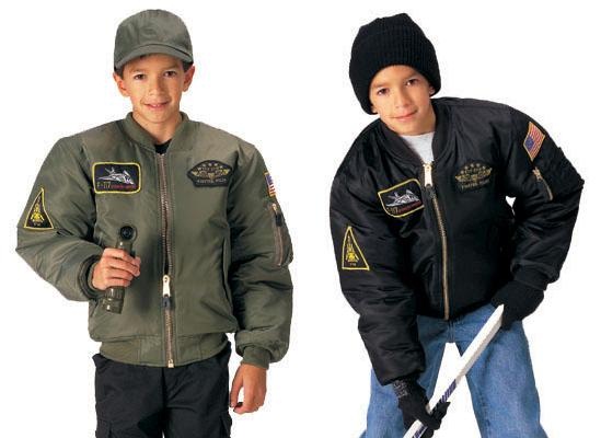 Kids Top Gun MA-1 Olive Drab Flight Jacket - X-Large
