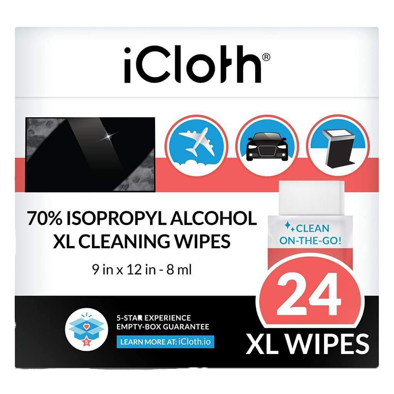 Icloth 70% Isopropyl Alcohol XL Wipes Box OF24