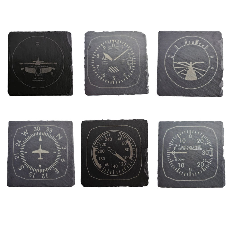 Aviation Instrument Slate Coaster (Set Of 6)