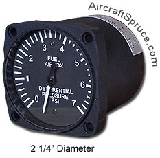 UMA 2-1/4 Differential Fuel Airbox Gauge 0-7 PSI Non-TSO