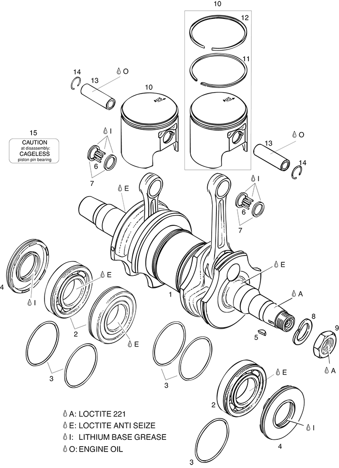 ROTAX 996-245 PISTON ASSY. NOMINAL 71.94MM GREEN DOT