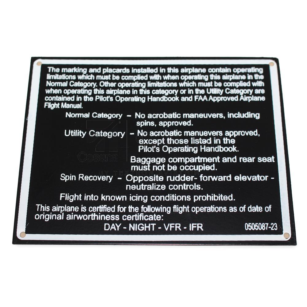 PLACARD-OPER LIMIT