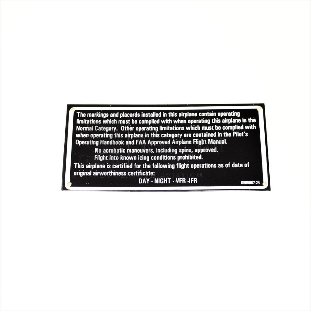 PLACARD-OPER LIMIT