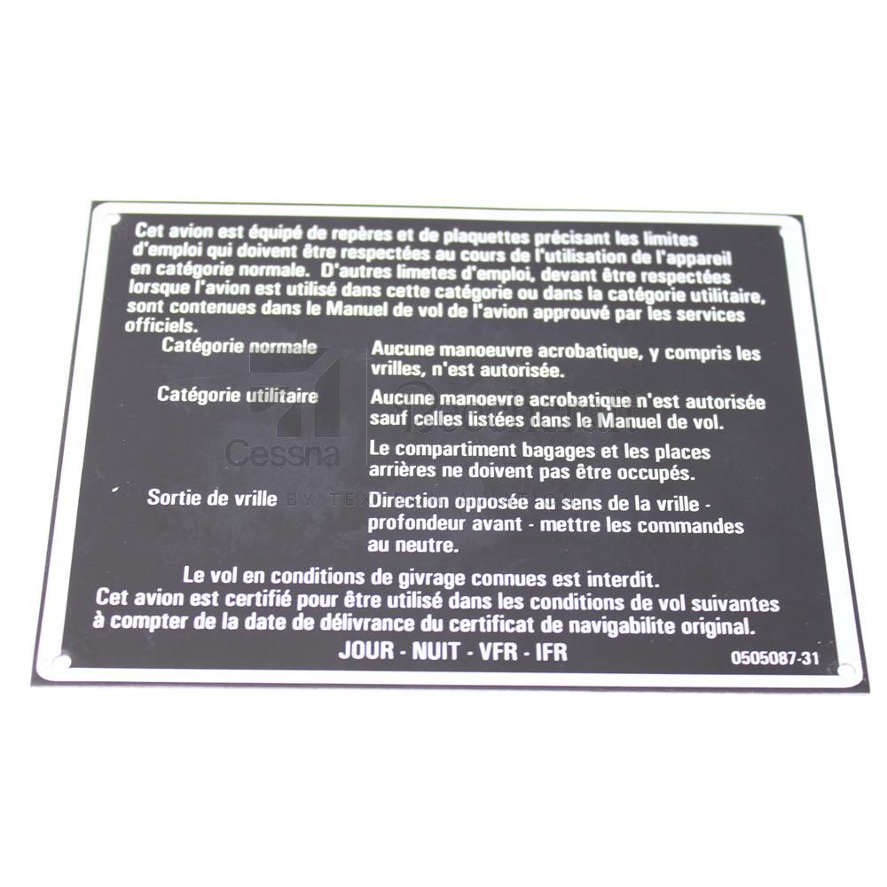 PLACARD LIMITS FRENCH