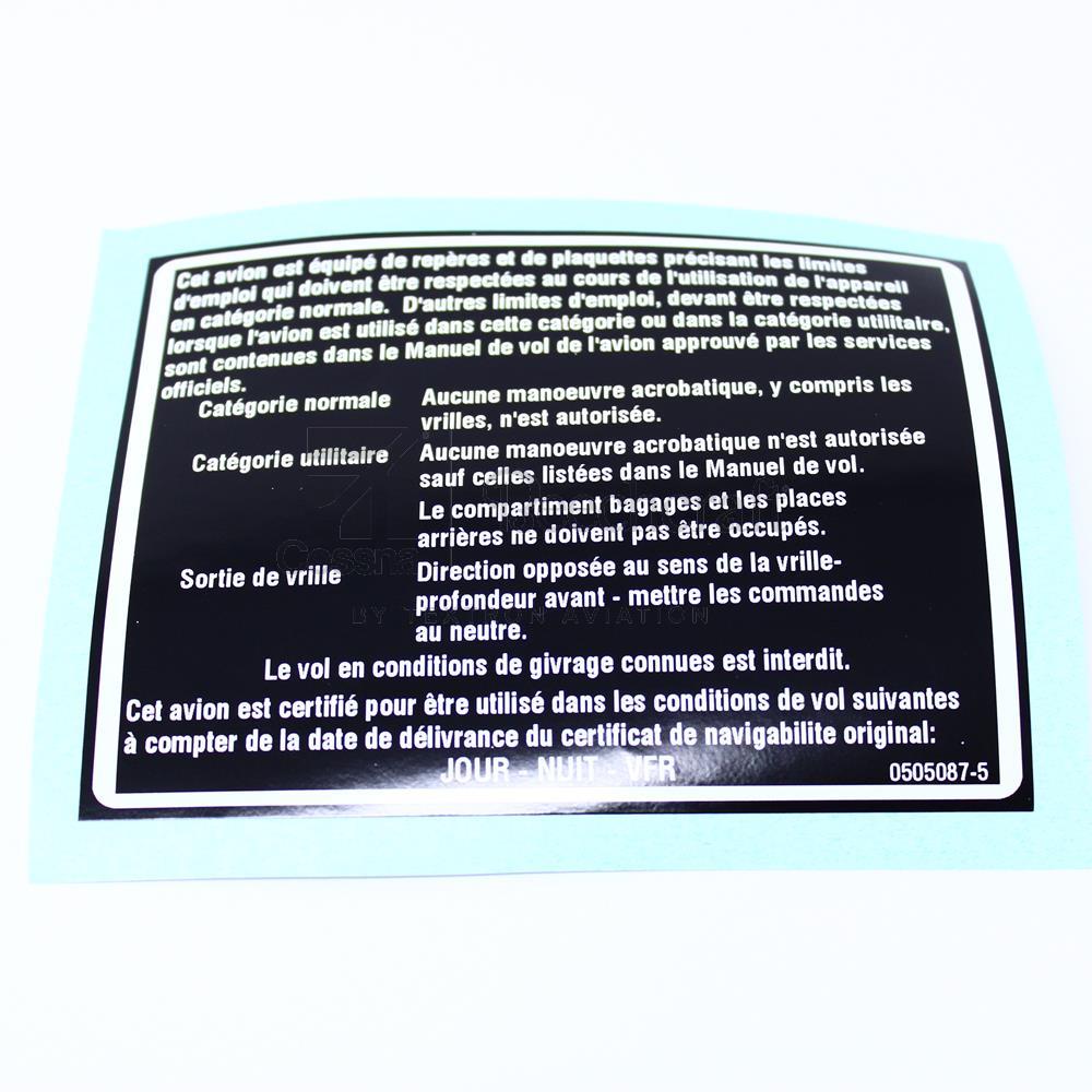PLACARD-OPER LIMIT
