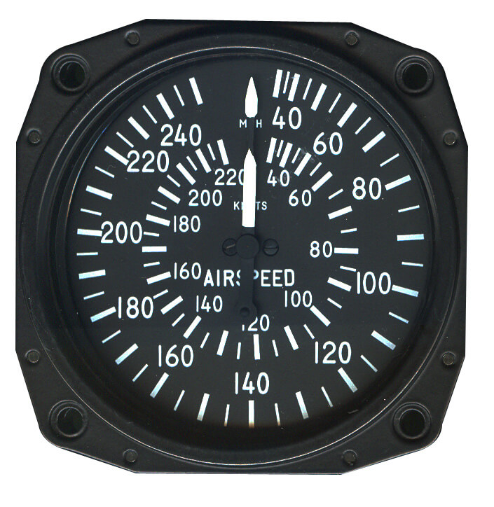 Skysports Non-TSO 3-1/8 Airspeed Indicator 30-250 MPH 30-220 Knt