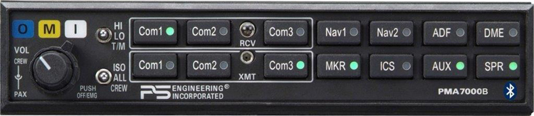 PS Engineering PMA 7000H Bt High Noise Audio Panel 10 Place TSOD