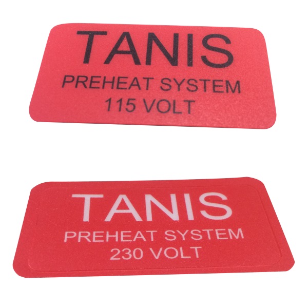 Tanis Placard For Tanis 230 Volt Systems TaU02615-2