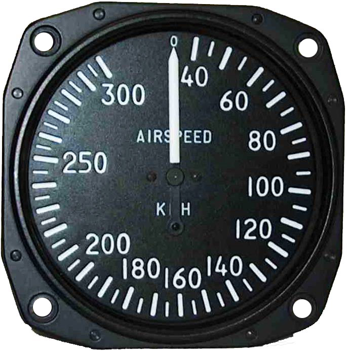 Skysports Non-TSO 3-1/8 Airspeed Indicator 40-300 KPH