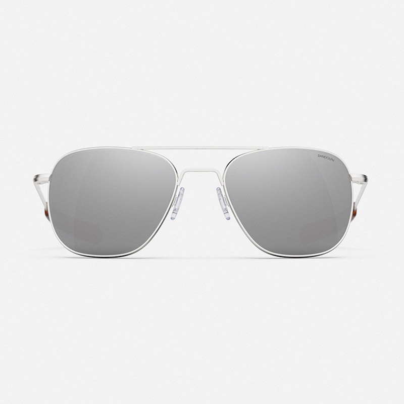 Randolph Perfect Pair Sunglasses - 58 mm Satin Silver Bayonet Skyforce Nylon Polarized Silver Mirror Lens