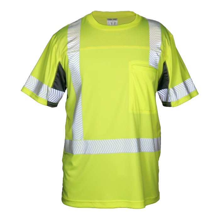 Kishigo Premium Black Mens Cool Touch Short Sleeve T-Shirt 5XL Lime/Black Class 3