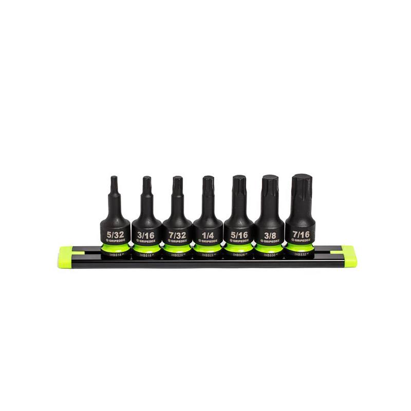 GRIPEDGE - 7-Pc 3/8 Drive Short Metric Impact Hex Driver Set