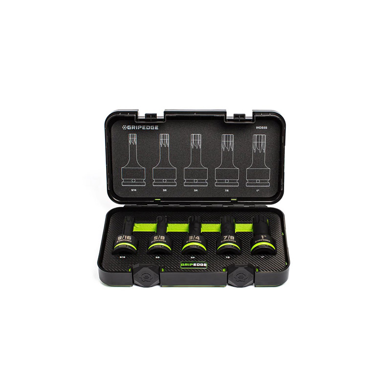 GRIPEDGE - 5-Pc 3/4 Dr SAE Impact RPT Hex Driver Set
