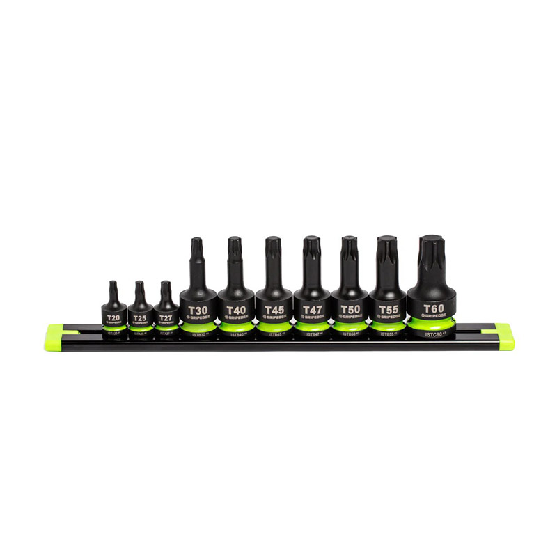 GRIPEDGE - 10-Pc 1/4 3/8 & 1/2 Drive Impact Star Driver Set