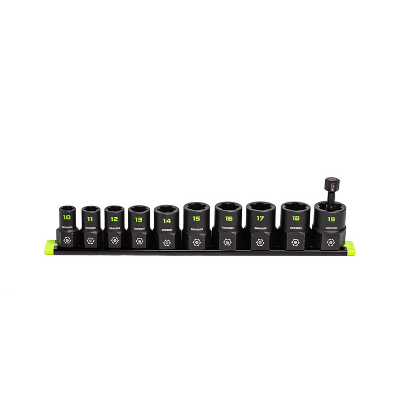 Grip Edge Tools - 10-Pc 3/8 Drive Metric Socket Extractor Set