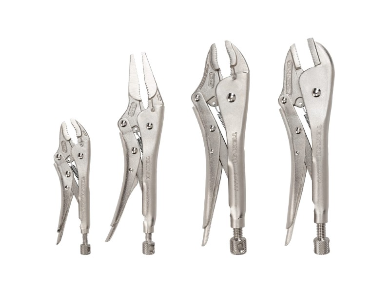 TEKTON - Locking Pliers Set 4-Piece (Straight Jaw Curved Jaw Long Nose) PLK99902