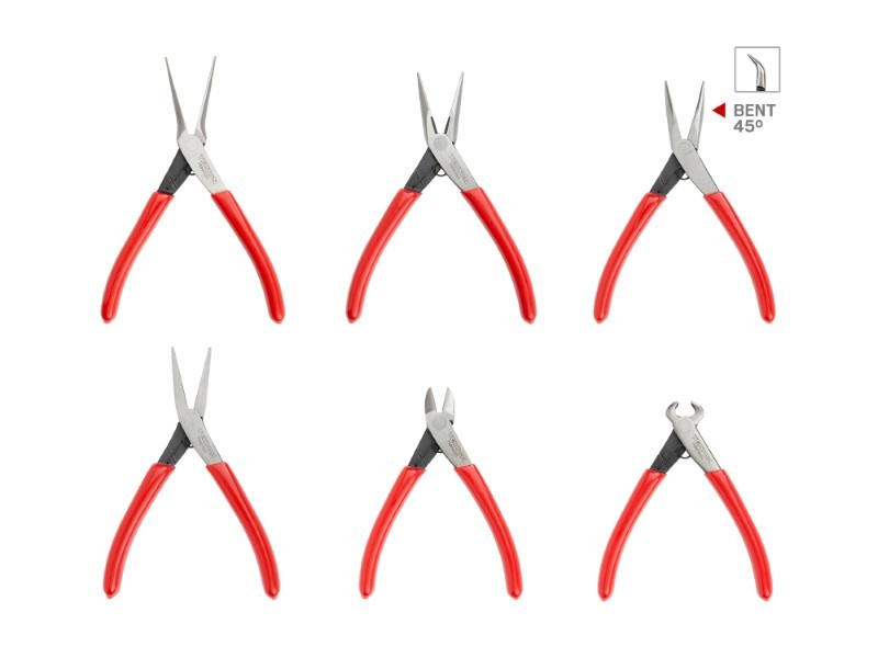 TEKTON - Mini Pliers Set 6-Piece (Needle Nose Long Nose Flat Nose Cutting) PMN99906