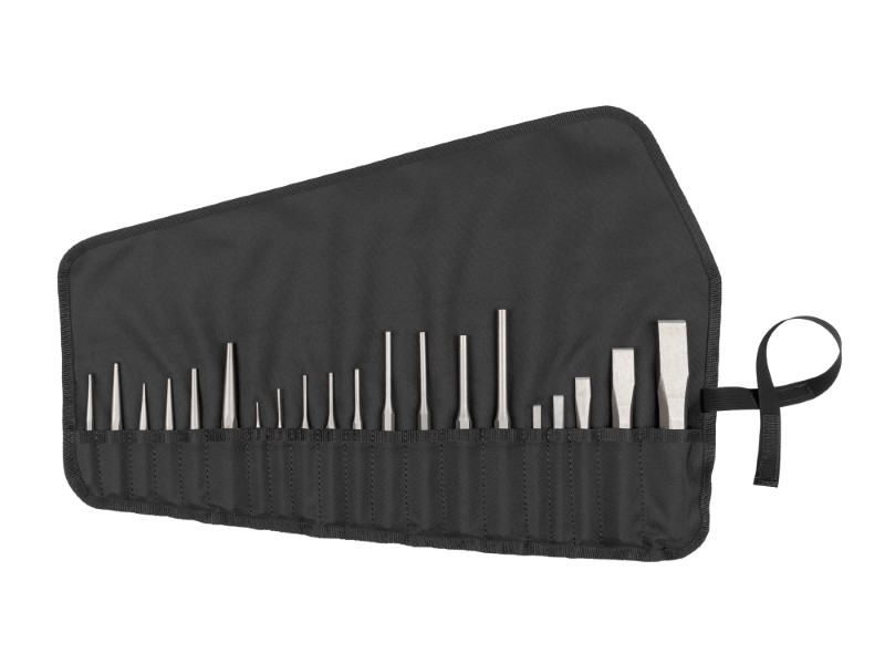 TEKTON - Punch And Chisel Set With Pouch 20-Piece (Center Solid Pin Chisel) PNC99101