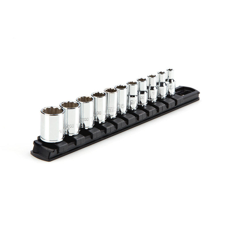 TEKTON - 1/4 Inch Drive 12-Point Socket Set With Rail 11-Piece (5/32-9/16 In.) SHD90103
