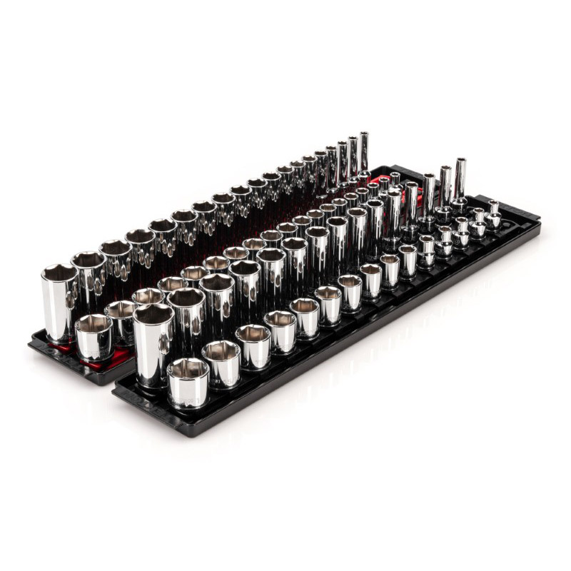 TEKTON - 3/8 Inch Drive 12-Point Socket Set With Rails And Tray 38-Piece (6-24 Mm) SHD91212