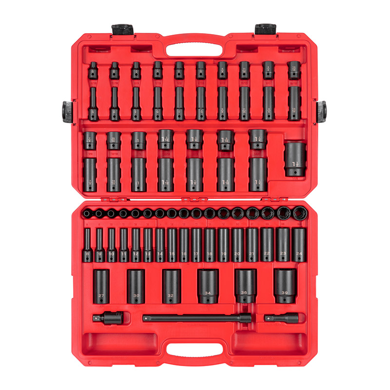 TEKTON - 1/2 Inch Drive 12-Point Impact Socket Set With Case 78-Piece (5/16 - 1-1/2 In. 8-39 Mm) SID92408