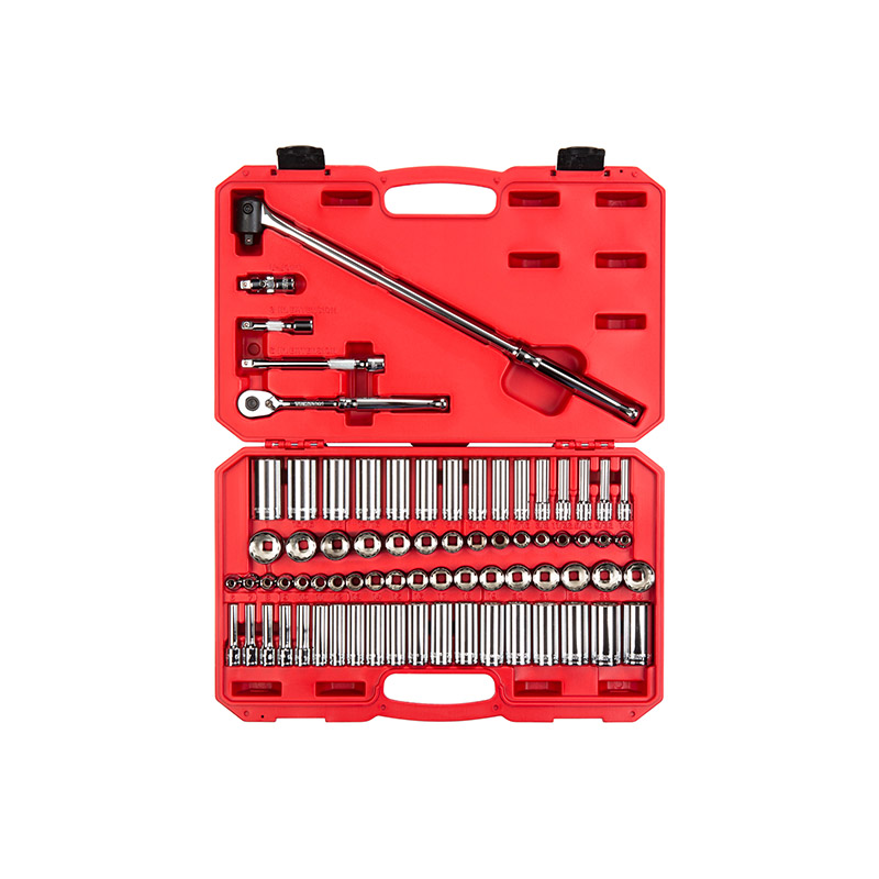 TEKTON - 3/8 Inch Drive 12-Point Socket And Ratchet Set With Case 73-Piece (1/4-1 In. 6-24 Mm) SKT15312