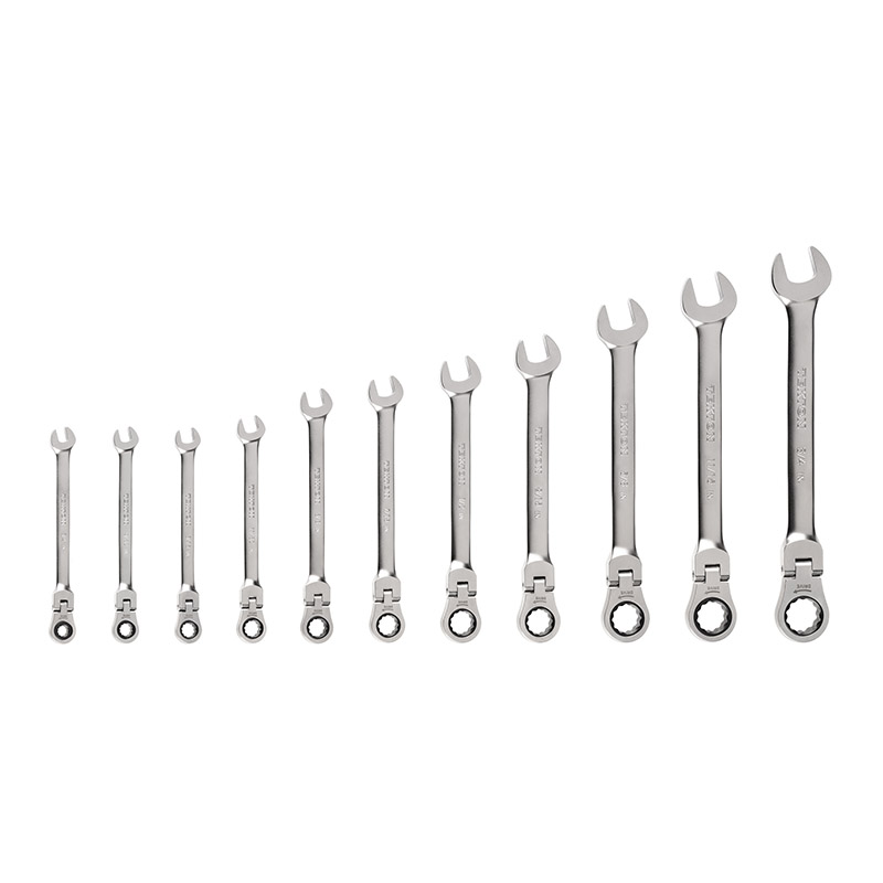 TEKTON - Flex Head 12-Point Ratcheting Combination Wrench Set With Pouch 15-Piece (1/4-1 In.) WRC95401