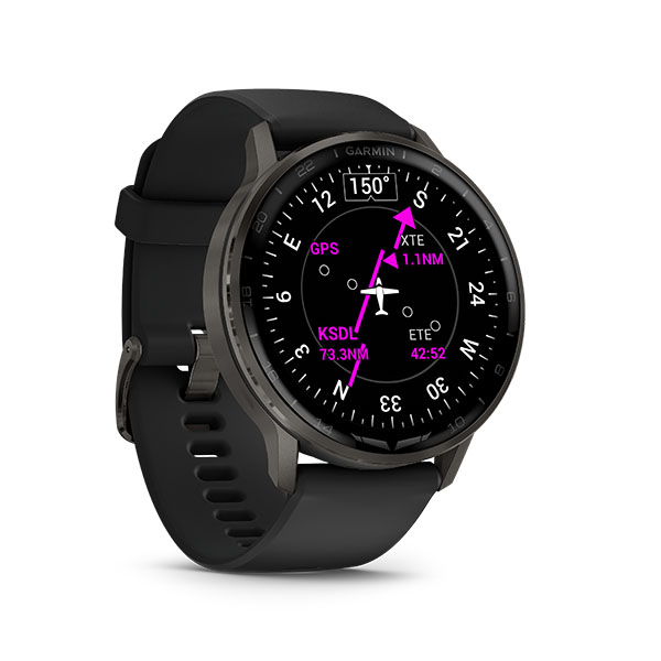 Garmin D2 Smart Watch Air X15 Aviator GPS - Slate Bezel - Black Silicone Band 010-03014-51