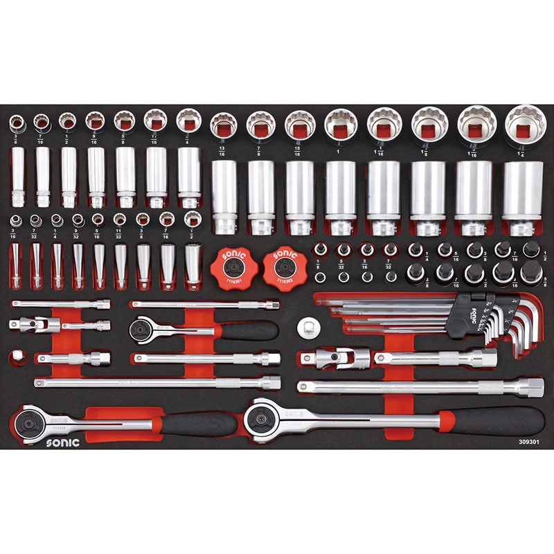 Sonic Tools - SAE Socket Set 1/4" 3/8" And 1/2" 93Pcs. M SFS