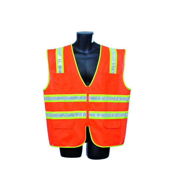 Worx Orange Surveyors Vest Zipper Closure With Pockets Medium