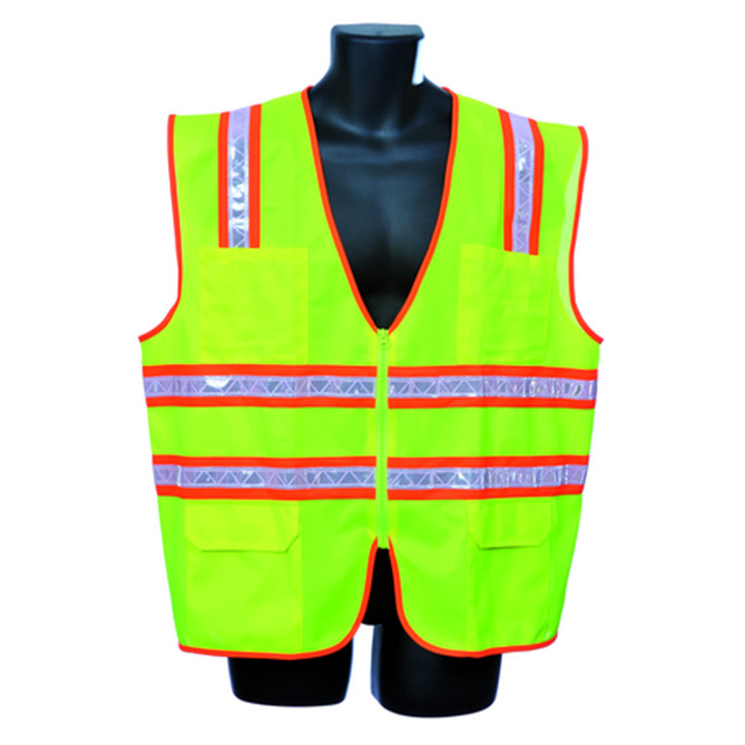 Worx Lime Surveyors Vest Zipper Closure With Pockets X-Large
