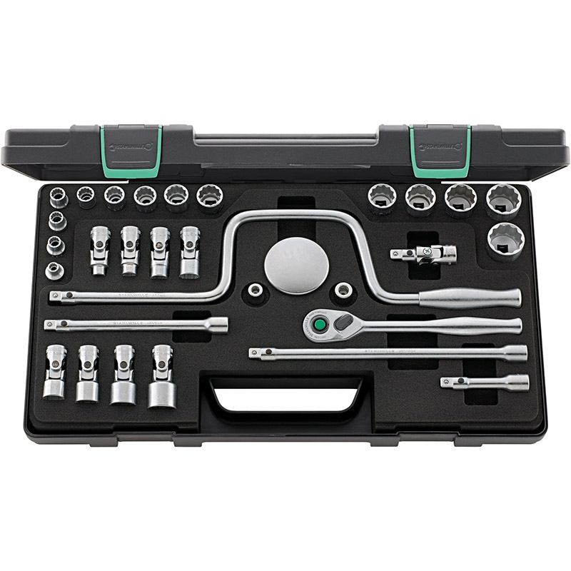 STAHLWILLE Quick Release Socket Set - 3/8 Inch Drive - SAE - 30 Piece