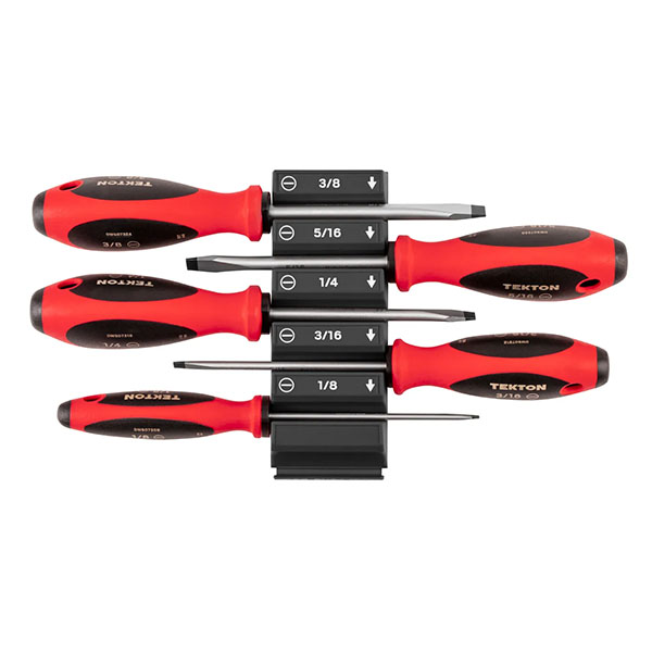 Tekton - Slotted Screwdriver Set With Black Modular Organizers - 4 Inch Shanks 6-Piece (3 - 8 mm)