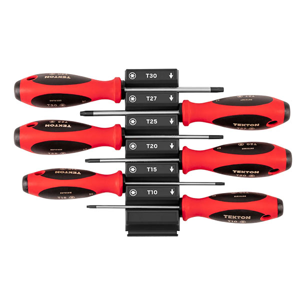 Tekton - Torx Screwdriver Set With Black Modular Organizers - 4 Inch Shanks 6-Piece (T10 - T30)