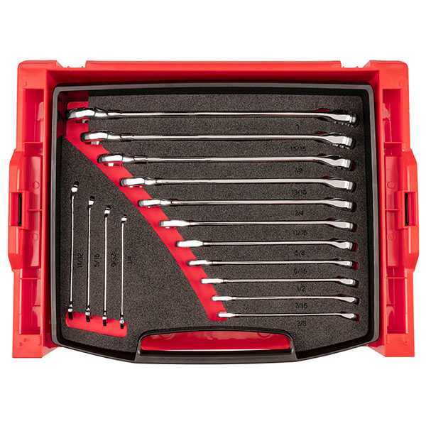 Tekton - Combination Wrench Set With Open Top Drawer And Rack 15-Piece (1/4 - 1 In.)