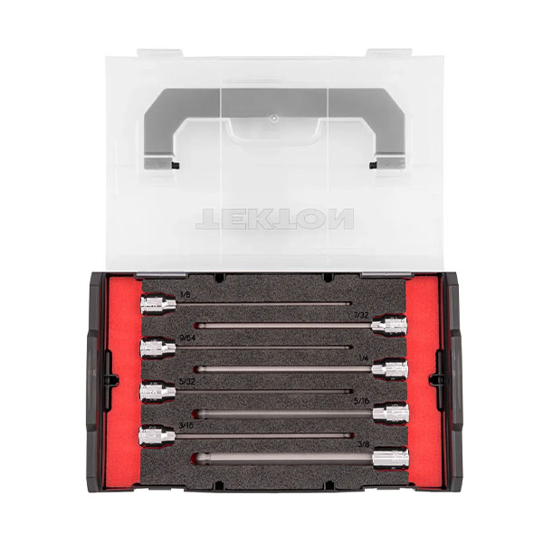 Tekton - 3/8 Inch Drive Long Ball End Hex Bit Socket Set With Mini Stacking Tool Box 11-Piece (3 - 10 mm)